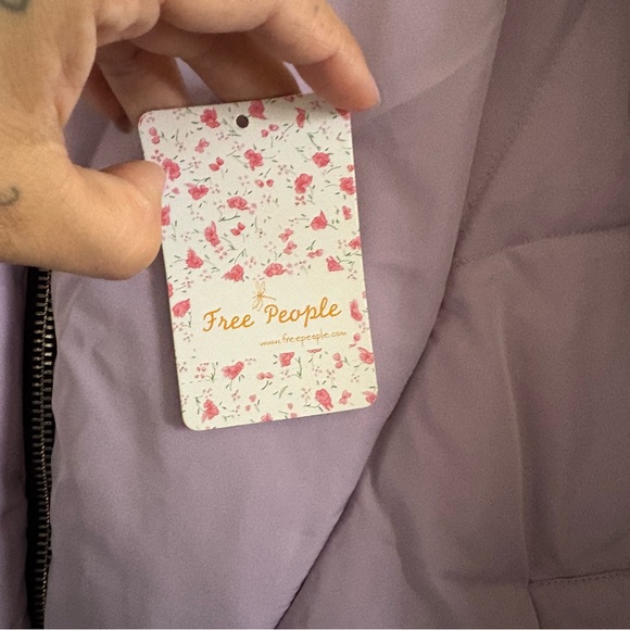 Free People Hailey Puffer Oversized Lilac Cloud Hooded Jacket M - Picture 9 of 14